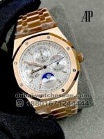 Audemars Piguet Royal Oak Perpetual Calendar  41 mm  White dial Moonphase Rose Gold Bezel And Bracelet
