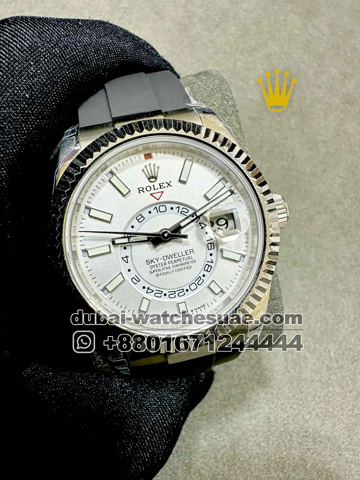7-a-1-6.jpg Rolex Sky-Dweller Dial 42 mm White Dial Flutted Bezel With Rubber Strap Copy - Image 1