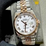 Rolex 36 mm Date Just White Dial and? Roman Numeric With Rose Gold Two Tone Jubilee Bracelet Copy