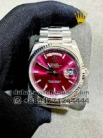 Rolex 36 mm Day date Ruby Dial? Flutted Bezel? With President Bracelet Copy
