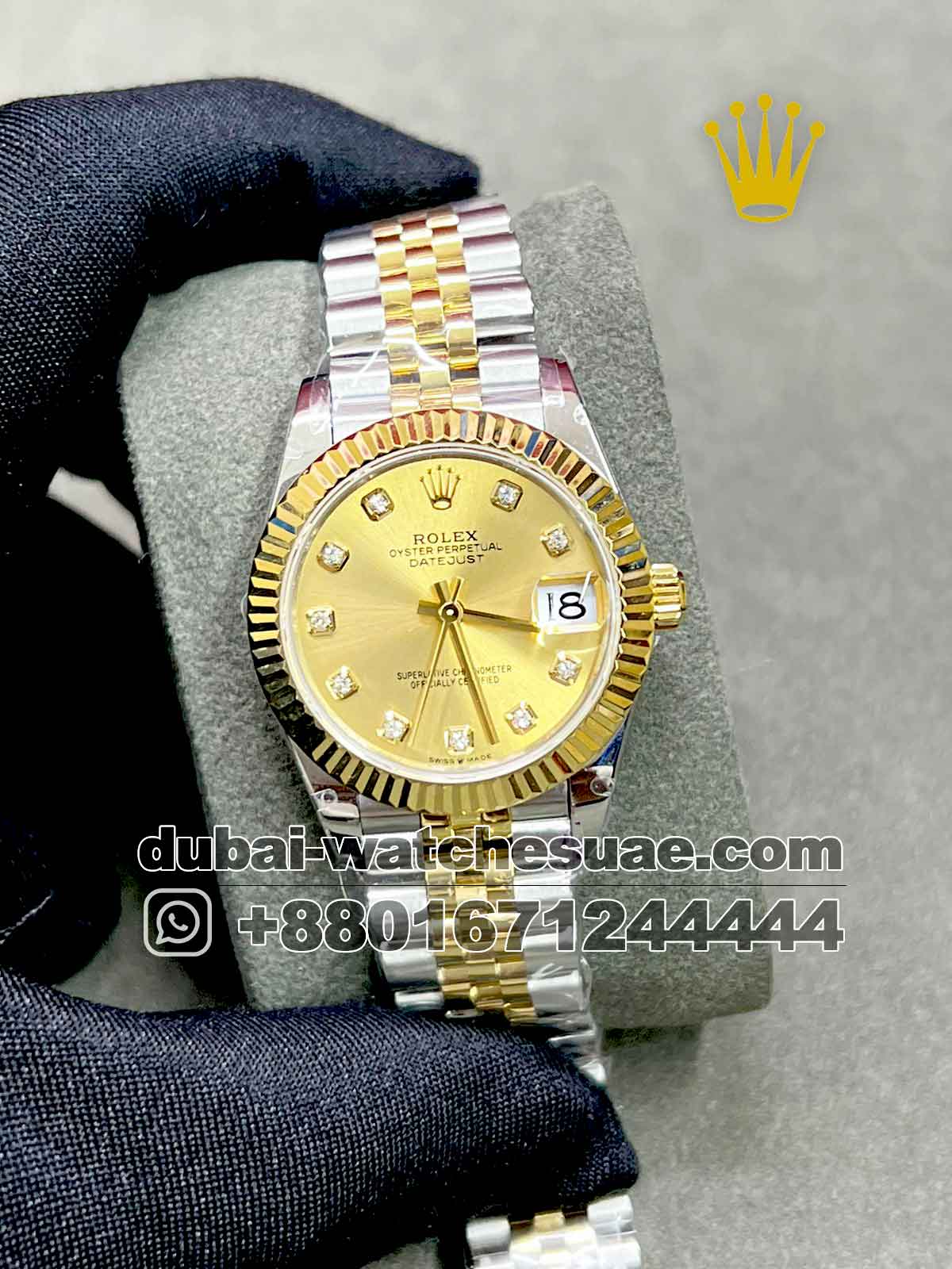 7-a.jpg Ladies Rolex 31 mm date just Dial Flutted Bezel Two tone Jubilee Bracelet - Image 1