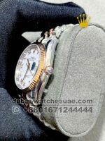 Rolex 36 mm Date Just White Dial and? Roman Numeric With Rose Gold Two Tone Jubilee Bracelet Copy - Image 3