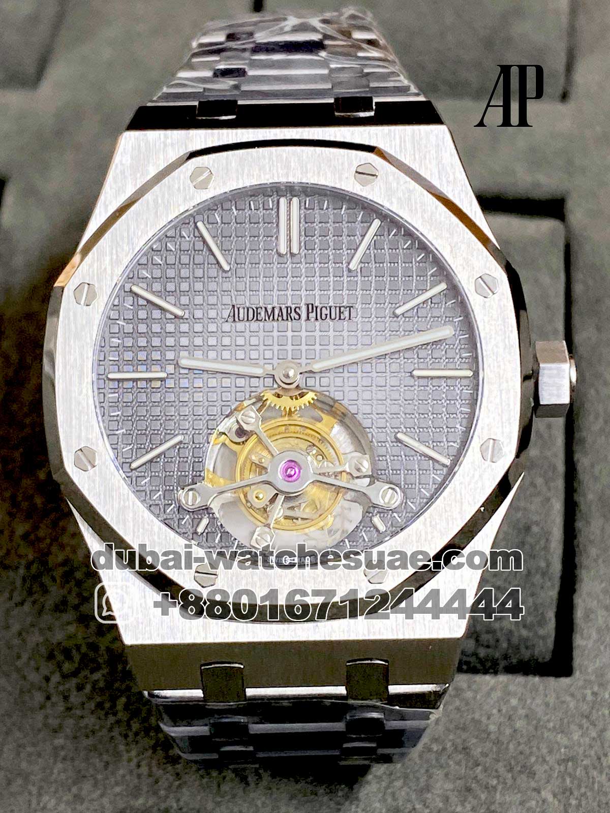 74.1-1.jpg AUDEMARS PIGUET ROYAL OAK TOURBILLON EXTRA-PLAT Gray Dial Stainless Steel - Image 1