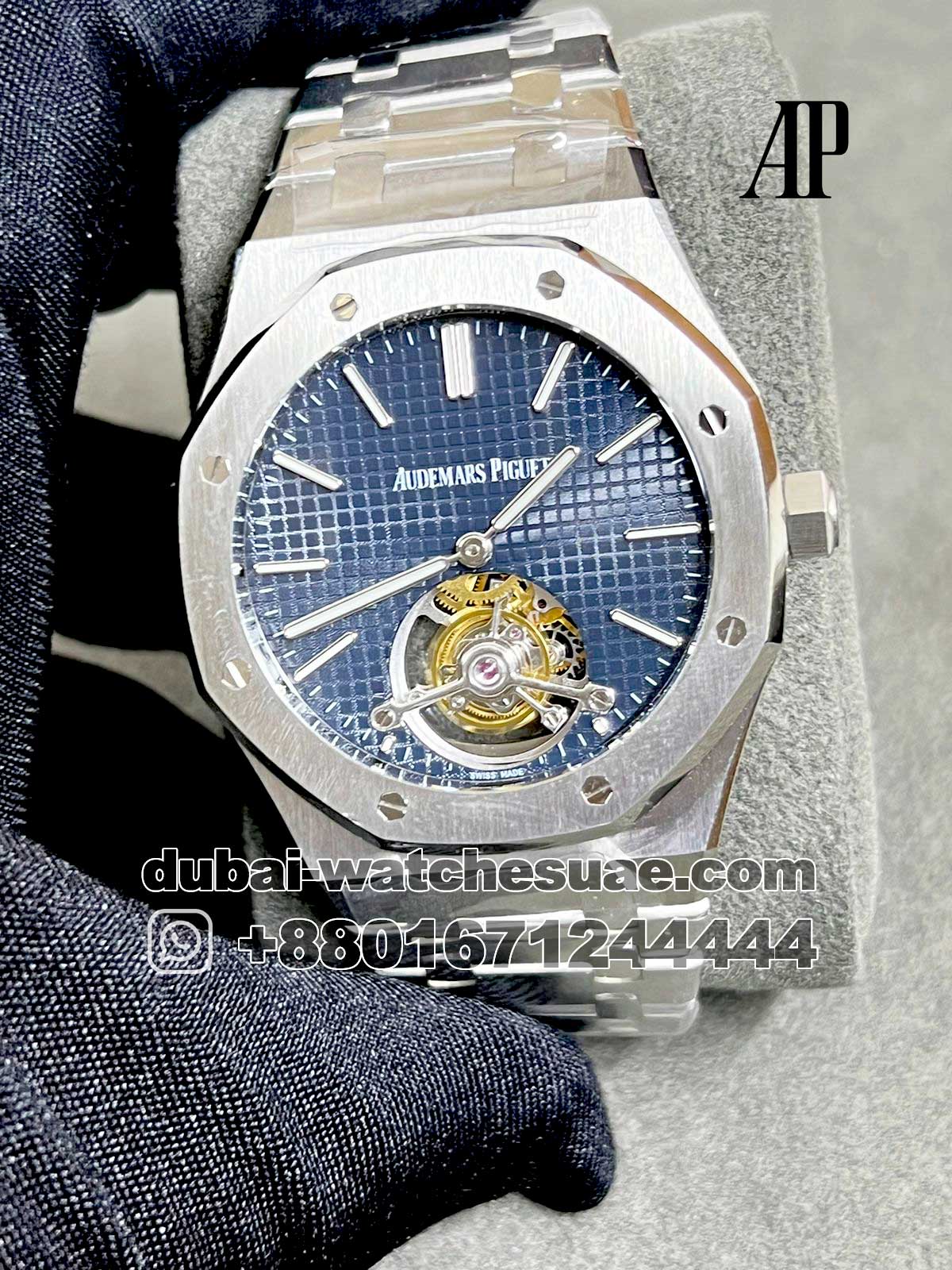 76.1-1.jpg AUDEMARS PIGUET ROYAL OAK TOURBILLON EXTRA-PLAT Blue Dial Stainless Steel - Image 1