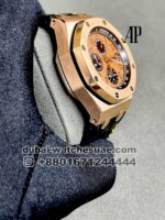 Audemars Piguet RoyalOak Offshore Chronograph 42mm Champagne Dial With Black Sub Dial Rose Gold Bezel Leather Strap - Image 2