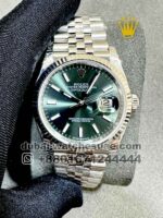 Rolex 36 mm Date Just Olive? ?Dial With? Flutted Bezel Copy