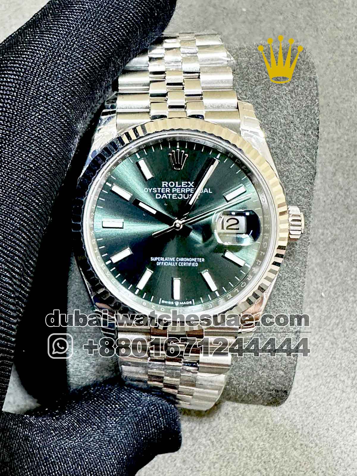 8-a-9.jpg Rolex 36 mm Date Just Olive? ?Dial With? Flutted Bezel Copy - Image 1