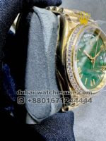 Rolex Day Date 40 mm Green? Dial and Stoned Bezel with Roman Number Copy - Image 2