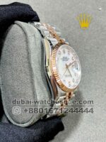 Rolex 36 mm Date Just White Mother Of Pearl With Stonned Numeric With Rose Gold Two Tone Jubilee Bracelet Copy - Image 2