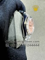 Rolex 31 mm Date Just Pink dial With Stone Numeric , Flutted Bezel And Silver Jubilee Bracelet Copy - Image 2