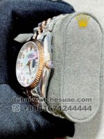 Rolex 36 mm Date Just White Mother Of Pearl With Stonned Numeric With Rose Gold Two Tone Jubilee Bracelet Copy - Image 3