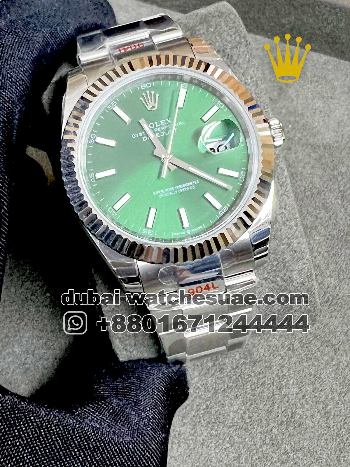 87.1.jpg Rolex Date Just 41 mm Green, Oyster - Image 1