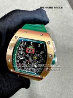 Richard Mille RM 011 FM Golden Case With Green Rubber Strap Copy