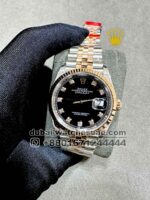 Rolex 36 mm RoseGold? Date Just? Black Dial With Stone Numeric? Two Tone Jubilee Bracelet Copy - Image 2
