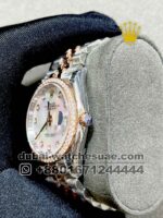 Rolex 36 mm Date Just White Mother Of Pearl With Stonned Numeric and Bezel? With Rose Gold Two Tone Jubilee Bracelet Copy - Image 3