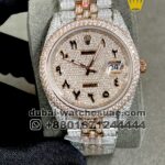 Rolex Date just 41mm 126301 Rose Gold and Stainless Steel Fully Iced Out