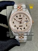 Rolex Date just 41mm 126301 Rose Gold and Stainless Steel Fully Iced Out