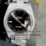 Rolex Date Just Arabic  Iced Out Gray Dial