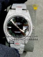 Rolex Date Just Arabic  Iced Out Gray Dial