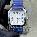 Santos de Cartier Blue Bezel and White Dial Blue Strap