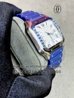 Santos de Cartier Blue Bezel and White Dial Blue Strap - Image 2