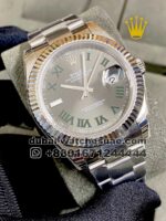 Rolex 41 mm Date Just  Wimbledon, Gray face, Fluted Bezel