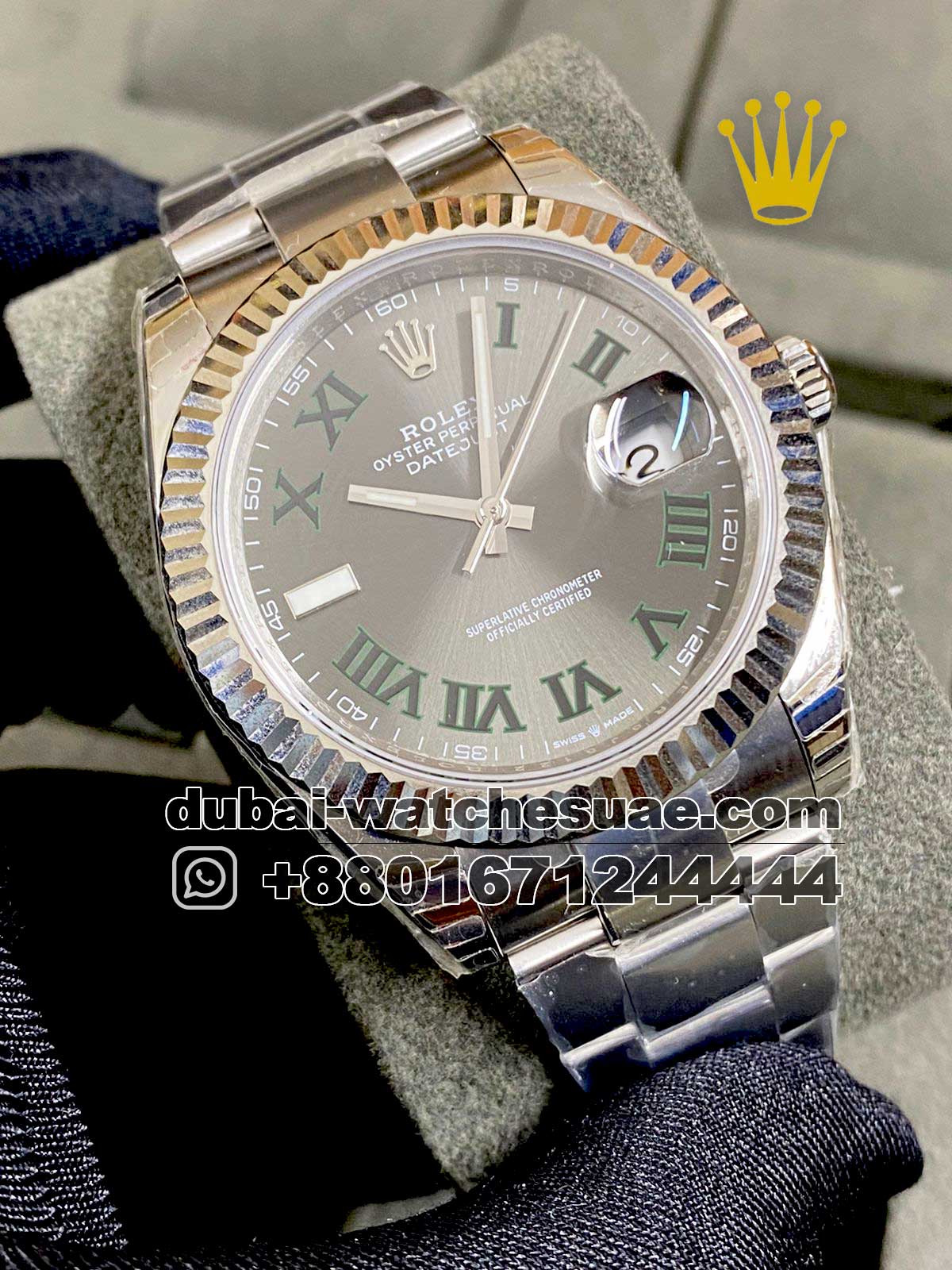 daydate1.jpg Rolex 41 mm Date Just Wimbledon, Gray face, Fluted Bezel - Image 1