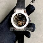 Hublot Big Bang Hollow Tourbillon Stainless Steel Case Skeleton Dial Black Strap