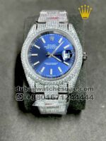 Rolex Date Just Iced Out Blue