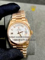 Rolex  Day Date 36 mm  White dial Stoned Numeric Flutted Bezel President Bracelet