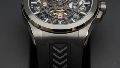Close-up of premium super clone replica watch with detailed finishing in Dubai