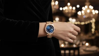 Ladies Rolex Datejust 31mm with stoned bezel and President bracelet